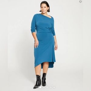 S(14-16) Universal Standard Velvety-Cool Jersey Cinched Dress in Midnight Rain